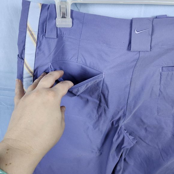 Nike Golf Fit Dry Women’s Purple Shorts Size 8 Flat Front Striped Sides Stretch - Picture 7 of 13